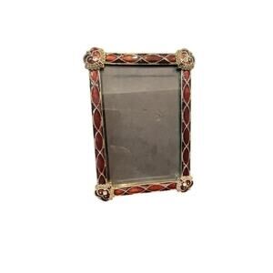 Ornate Red and Gold-Tone Metal Picture Frame - 6.5" x 4.5"